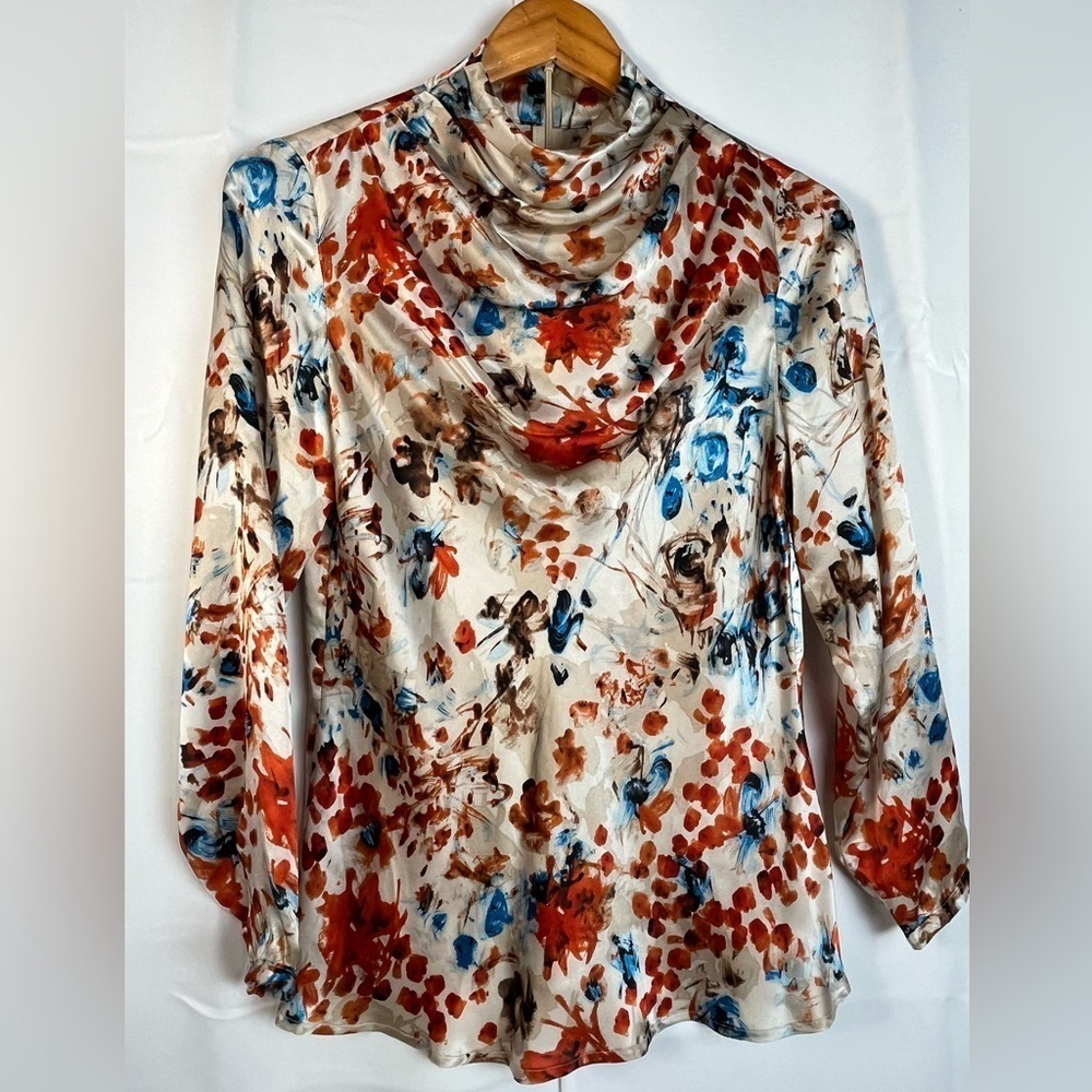 Doncaster Collection Vintage Y2K Boho Multicolor 100% Silk Long Sleeve Blouse S